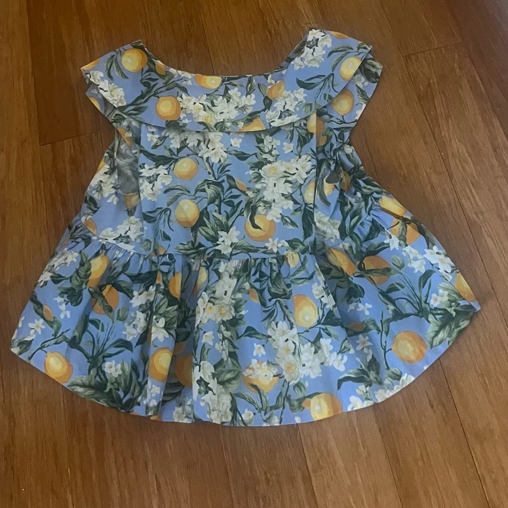Anthropologie Maeve Lemon Floral Blouse - Blue and Yellow - Picture 2 of 3